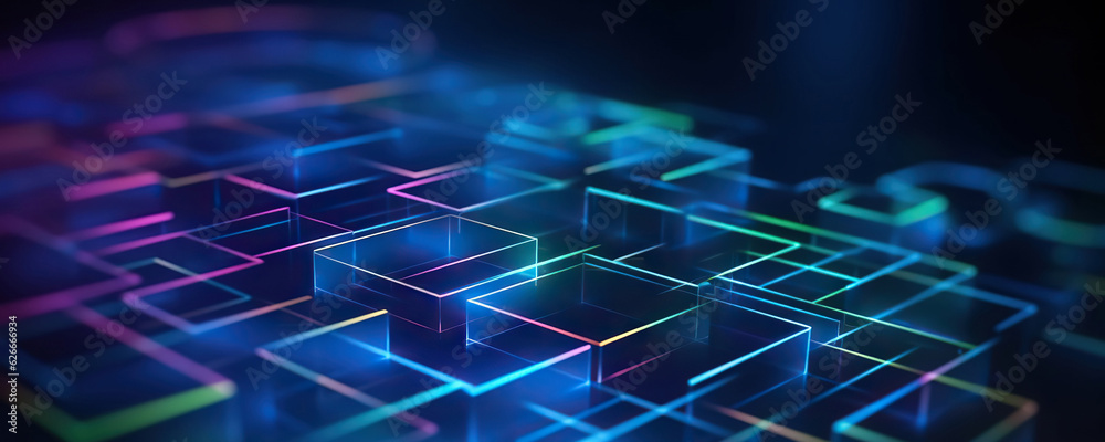 Obraz premium Abstract digital background. Data universe illustration. Ideal for depicting network abilities, technological processes, digital storages, science, education, etc.