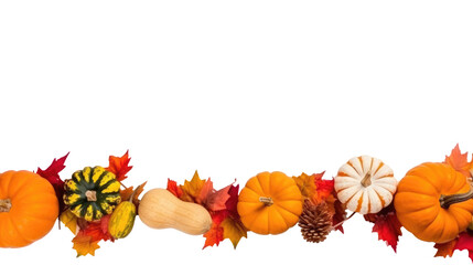 autumn leaves border. halloween and thanksgiving concept isolated on transparent background PNG