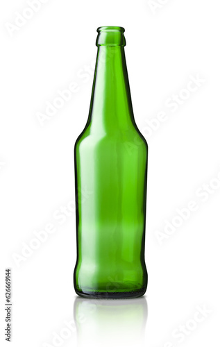 Empty green beer bottle isolated on the transparent background