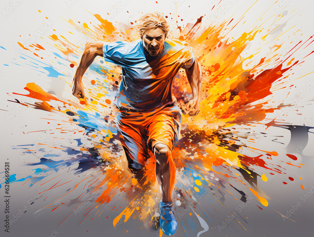 Olympic Games in Paris 2024. Running athlete. Generative AI Stock