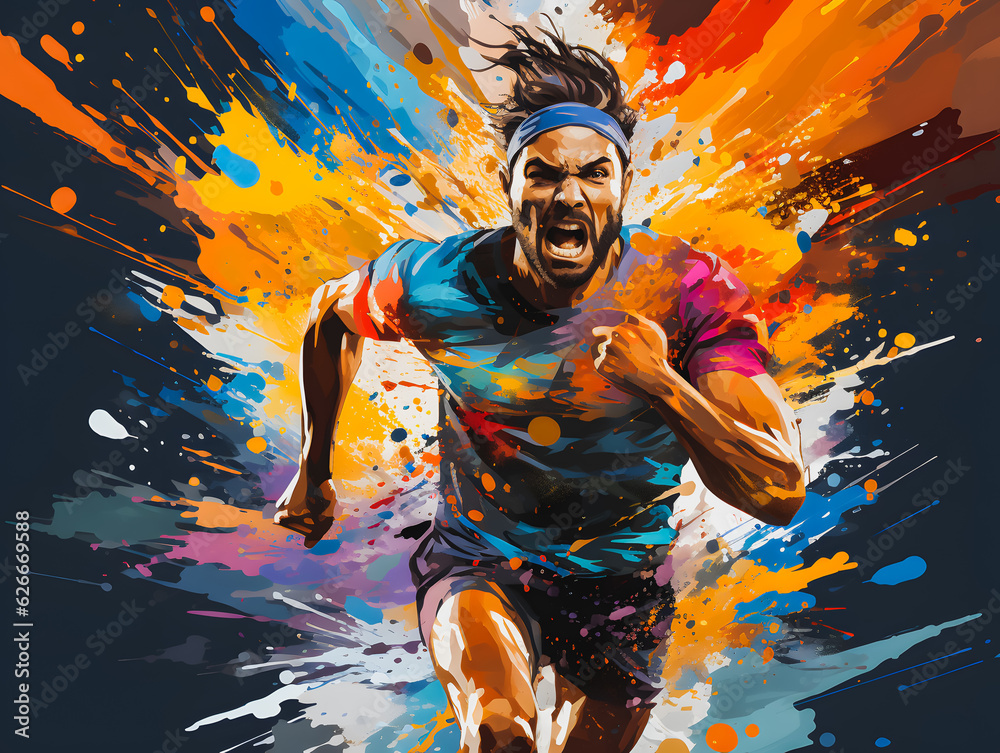 Olympic Games in Paris 2024. Running athlete.  Generative AI