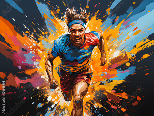 Olympic Games in Paris 2024. Running athlete.  Generative AI © Daniel
