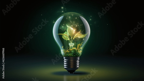 Light bulb with green renewable energy and electric light