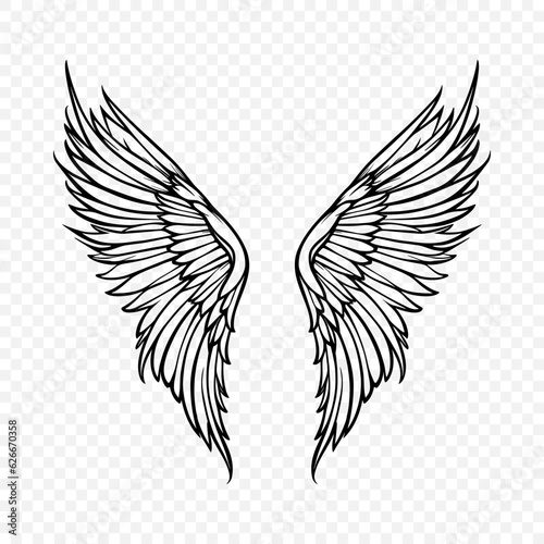 Vector Wings Icon. Vintage Angel Wings Icon, Design Template, Clipart. Cupid, Angel or Bird Wings. Vector illustration © gomolach