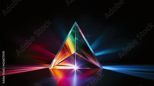 Colourful bright light in glass prism