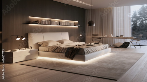 Bedroom with modern interor photo