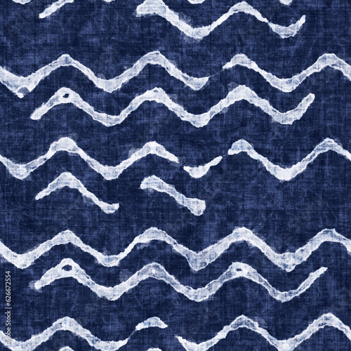 Indigo-Dyed Effect Textured Wavy Pattern