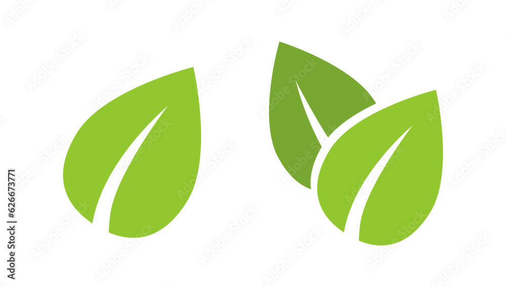 Vector set icons of green leaf in flat style. Vector eco emblem. Vector set icons of green leaf in flat style. Vector eco emblem.