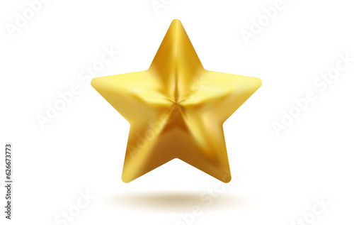 Vector icon of golden star in realistic 3D style. Achievements for games or customer rating feedback of website. Vector illustration of gold star in realistic style.