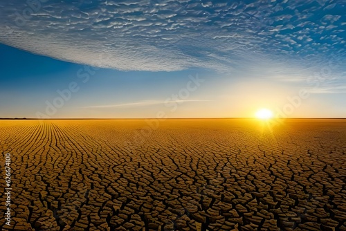 Drought in a cornfield, global warming concept