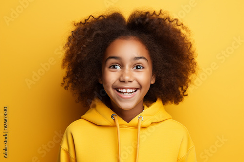 Teenager afro american child girl with shocked facial expression. © © Ai Factory