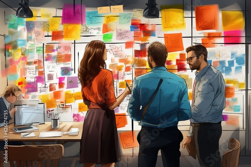 Discussion in creative office within the employees.
