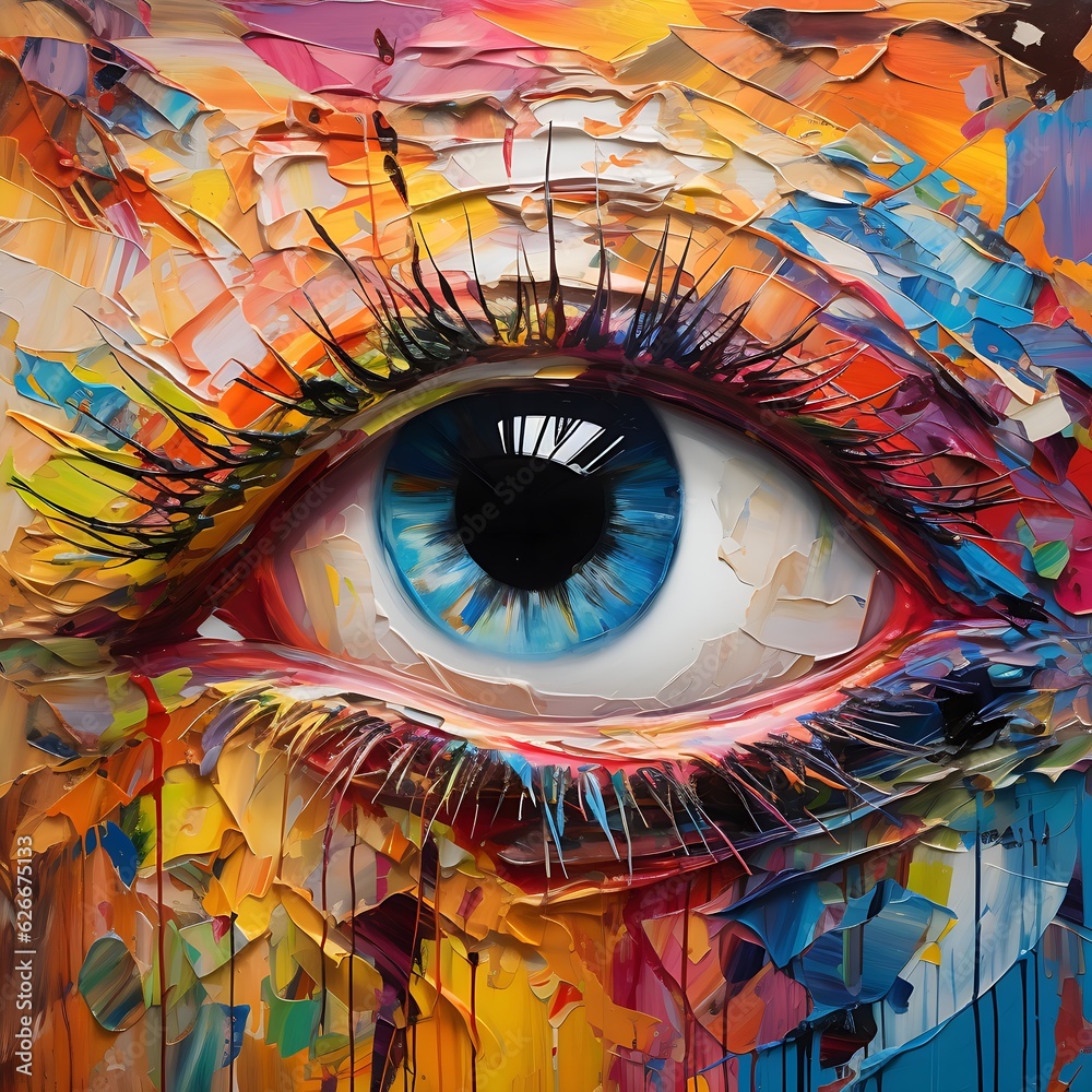 colorful oil painting of an eye