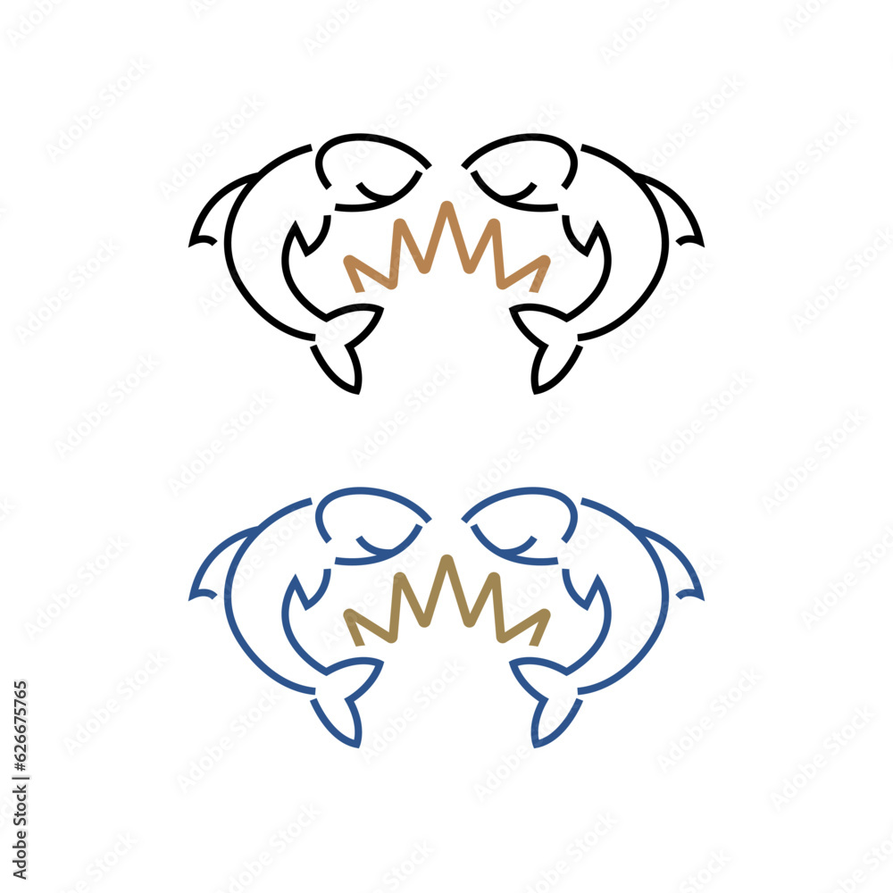 Fototapeta premium fish with crown simple vector illustration