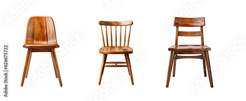 wooden chair furniture isolated on transparent background ,wooden chair isolated clip art ,generative ai
