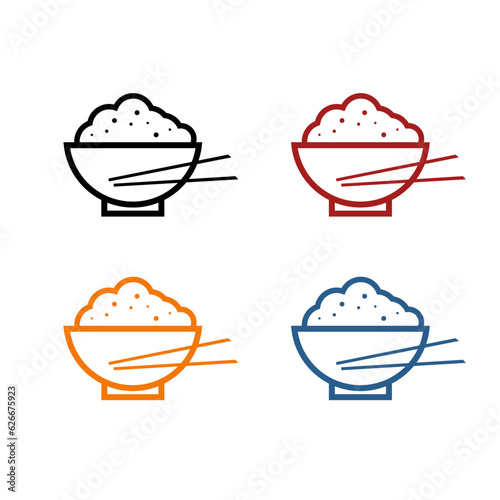 rice bowl with chopsticks vector illustration