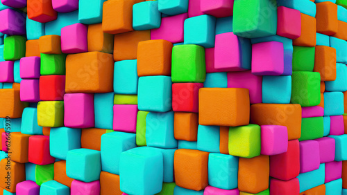 Stack of colourful 3D Cubes | AI Generated