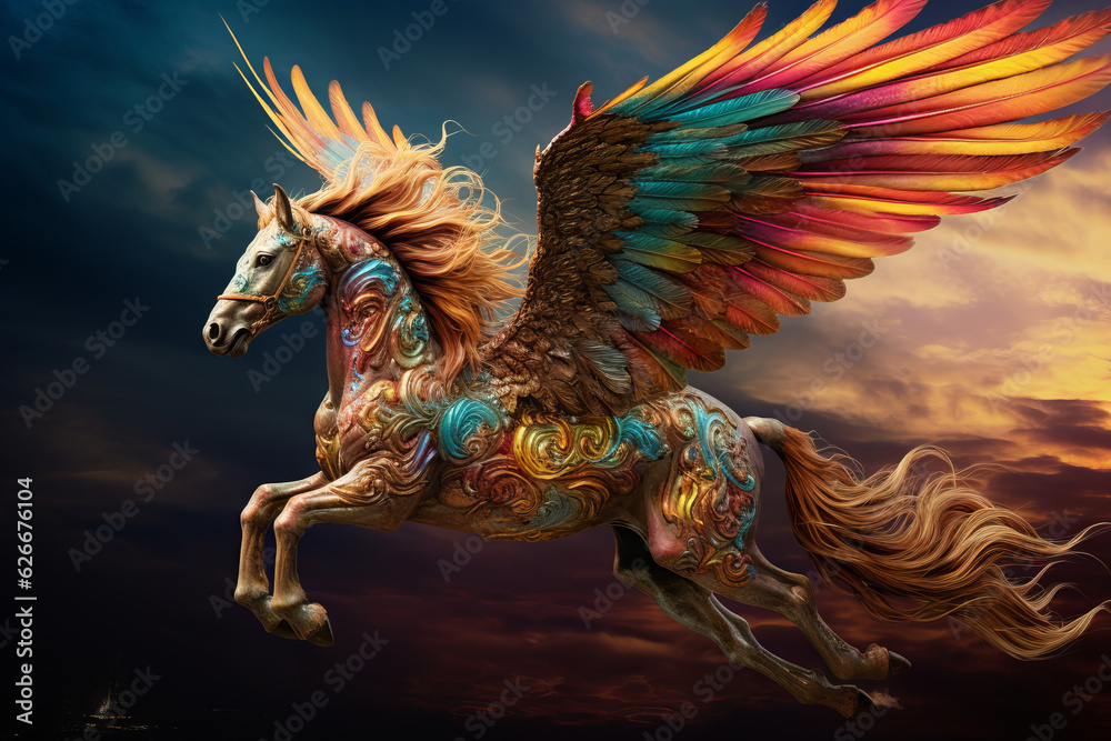 Fototapeta premium Flying Horse Pegasus - Mythical Creature