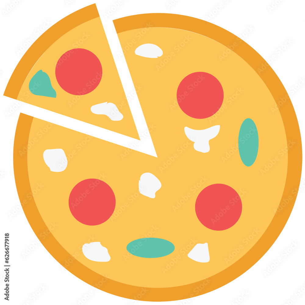 Obraz premium A yummy pizza flat icon, fast food 