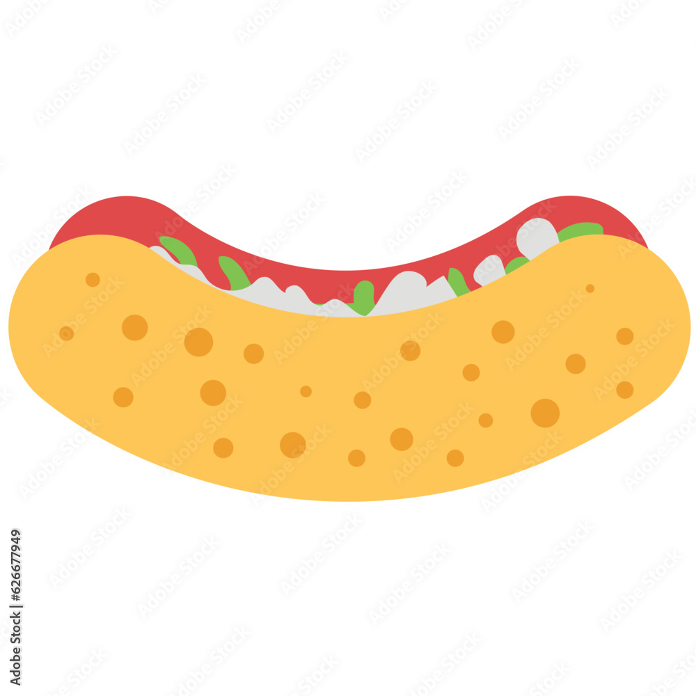 A hot dog sandwich flat round icon