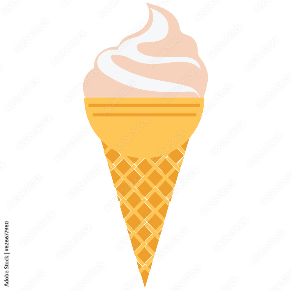 Yummy ice cone flat icon, frozen dessert 