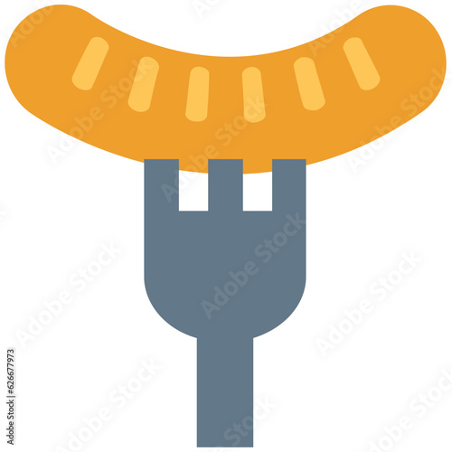 Frankfurter sausage flat icon 