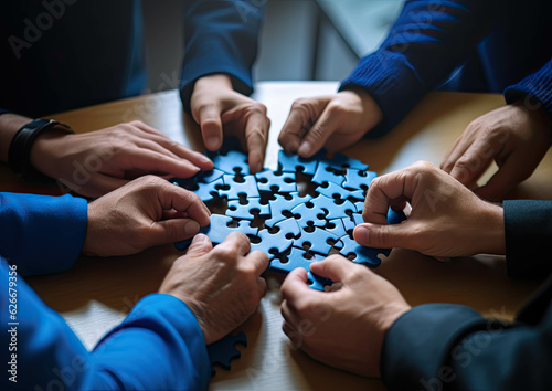 Hands holding puzzle pieces brainstorming idea
