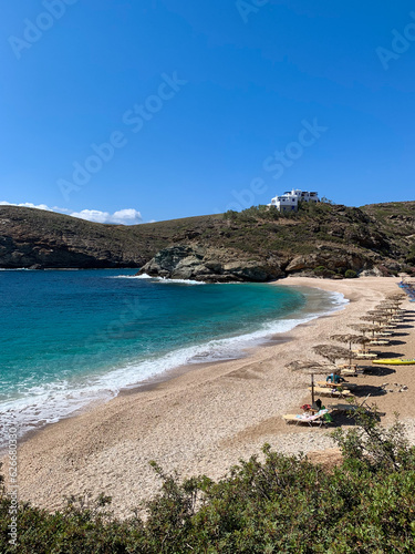 Hot summer day on Vitali Beach in Andros, Greece