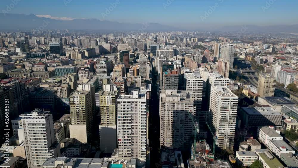 Aerial shot in Santiago, Chile. The most modern city in Latin America.
