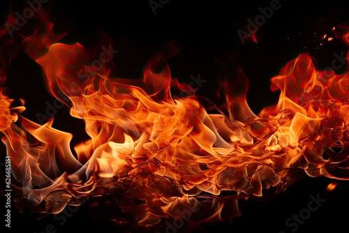 Fire flames isolated on black background 