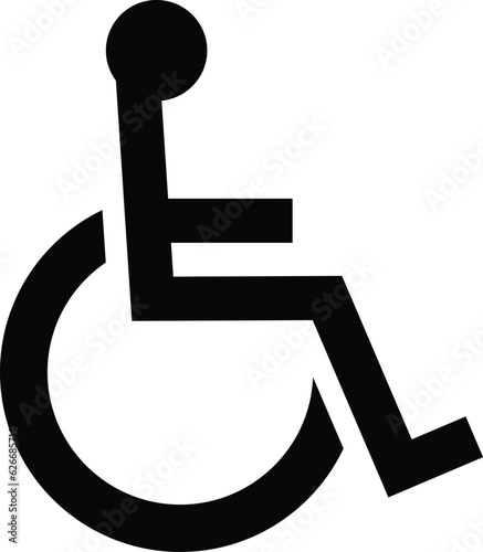 Handicap parking sign vector. Stick figure in wheelchair disability symbol.