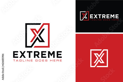 Initial Letter X for eXplore eXport eXtreme eXpert eXpedition with Square Shape Lines logo design
