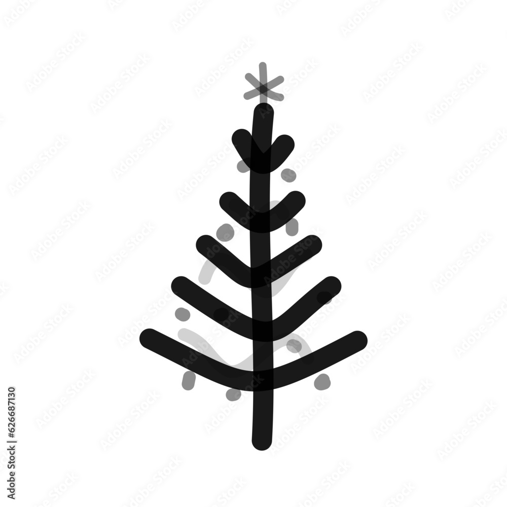 Christmas tree simple line art doodle Christmas tree simple line art doodle