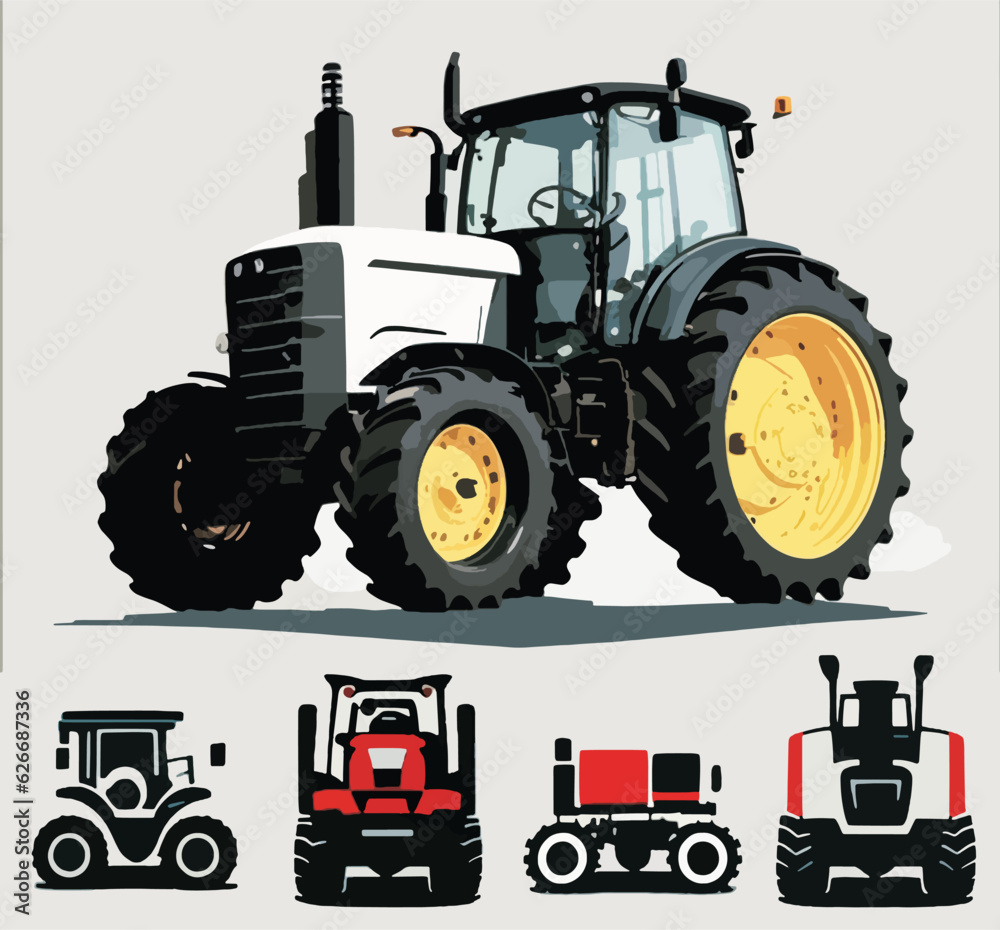 Obraz premium Tractor Logo Vehicle Set Vector