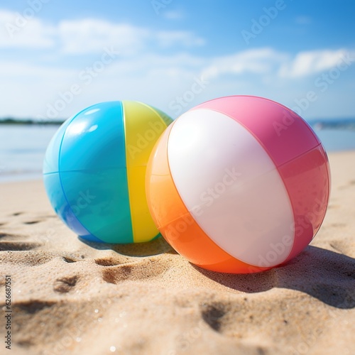 Sport Beach Volleyball colorful balls  AI generated image