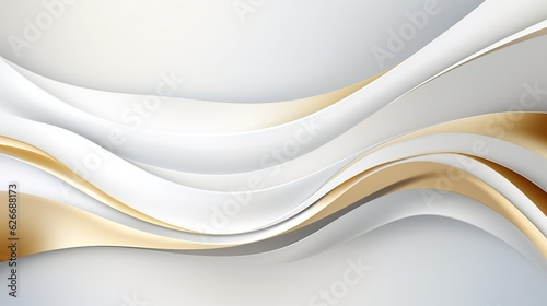 Luxury white overlap brown shade wave with line golden elements background, AI generated image © is