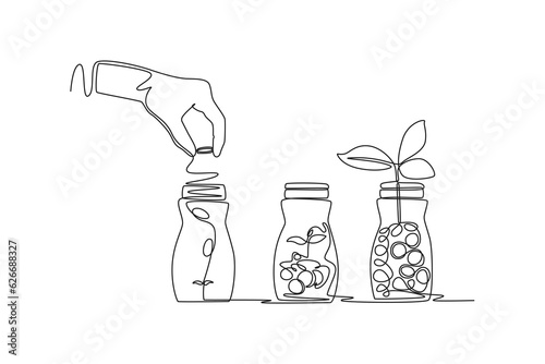 Continuous one line drawing investment and stock concept. Single line draw design vector graphic illustration.