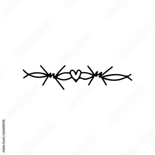 vector illustration of barbed wire with heart
