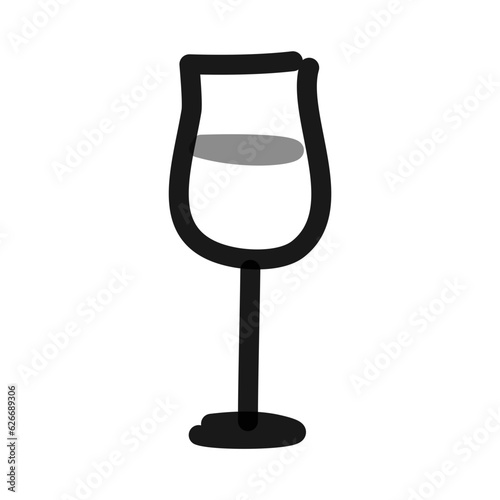 narrow wine glass line art doodle