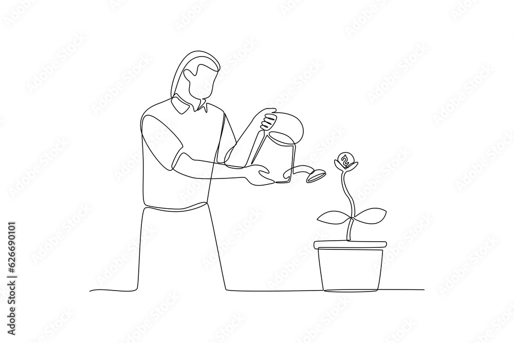 Continuous one line drawing investment and stock concept. Single line draw design vector graphic illustration.