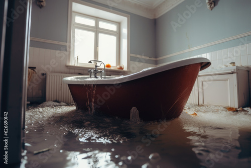 Water Overflowing from a Bathtub, Generative AI