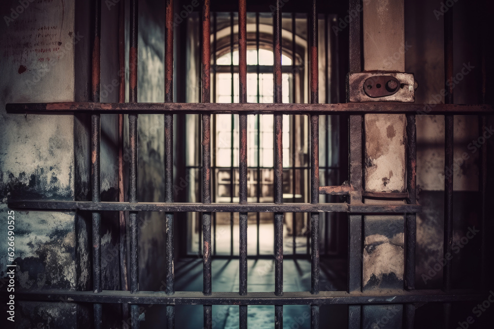Interior Old Abandoned Prison, Generative AI Interior Old Abandoned Prison, Generative AI