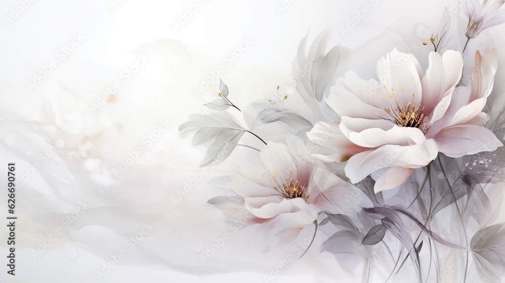 Elegant flower with watercolor style for background and invitation wedding card, AI generated image