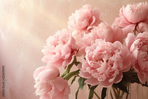 Beautiful bouquet of pink peonies. ai generative