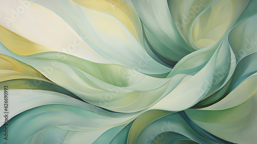 Abstract Soft Green Leaves Background - Celadon Pastel Oil Paint Texture Wallpaper - Generative AI