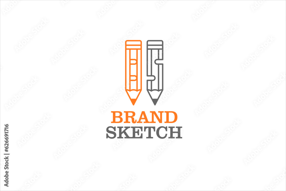 Pencil sketch BS initial logo design line style icon symbol