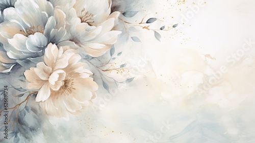 Elegant flower with watercolor style for background and invitation wedding card  AI generated image