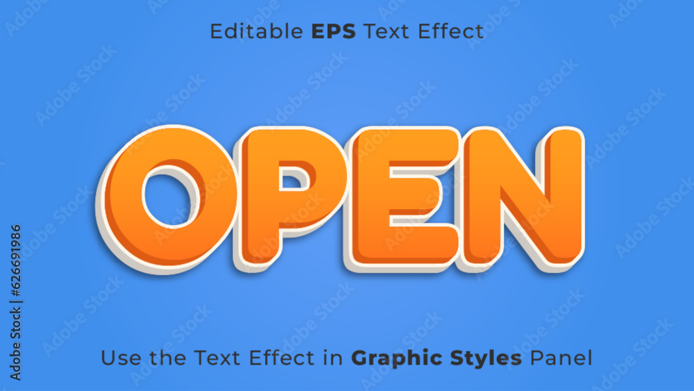 Editable EPS Text Effect of Open for Title and Poster