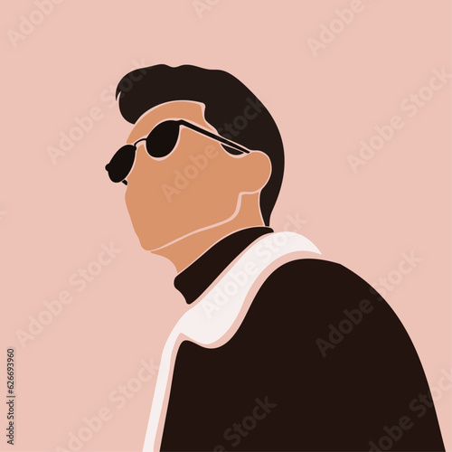 vector portrait of a handsome young man in a flat style on a plain background.  vector flat style