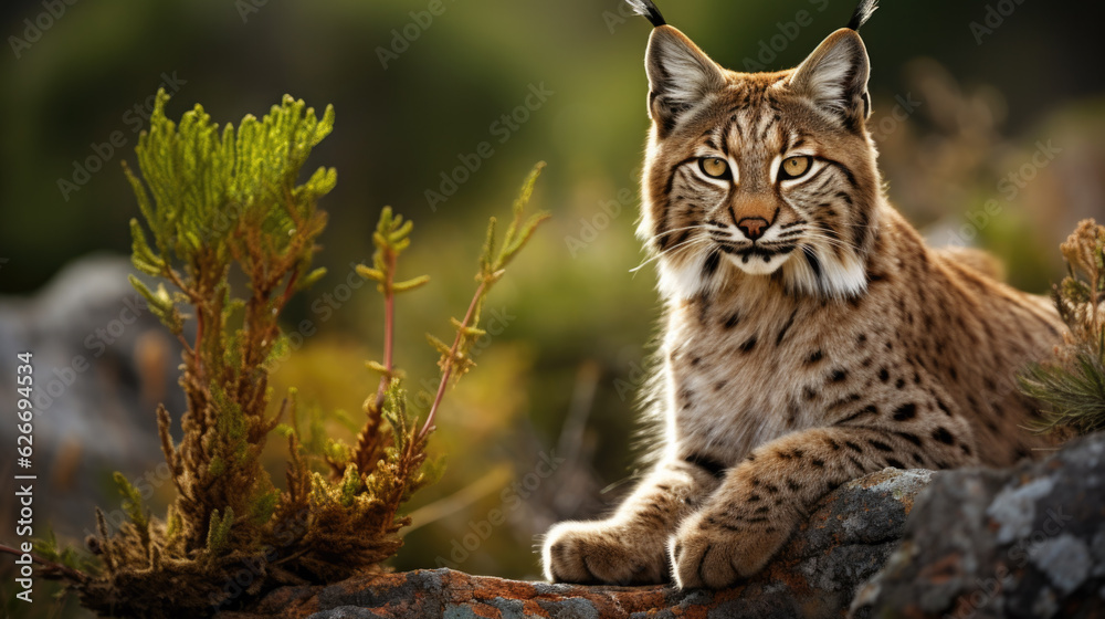 Obraz premium a wild cat like the iberian lux. Generative AI
